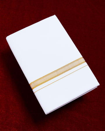 Ramraj White Cotton Dhoti With Gold Border