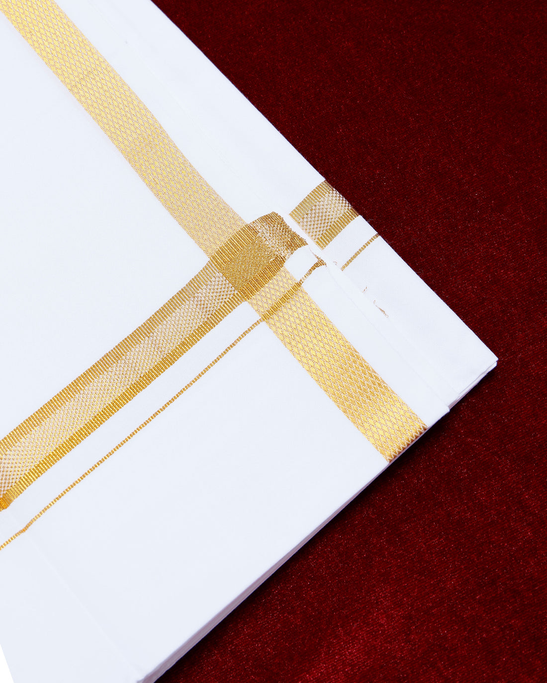 Ramraj White Cotton Dhoti With Gold Border