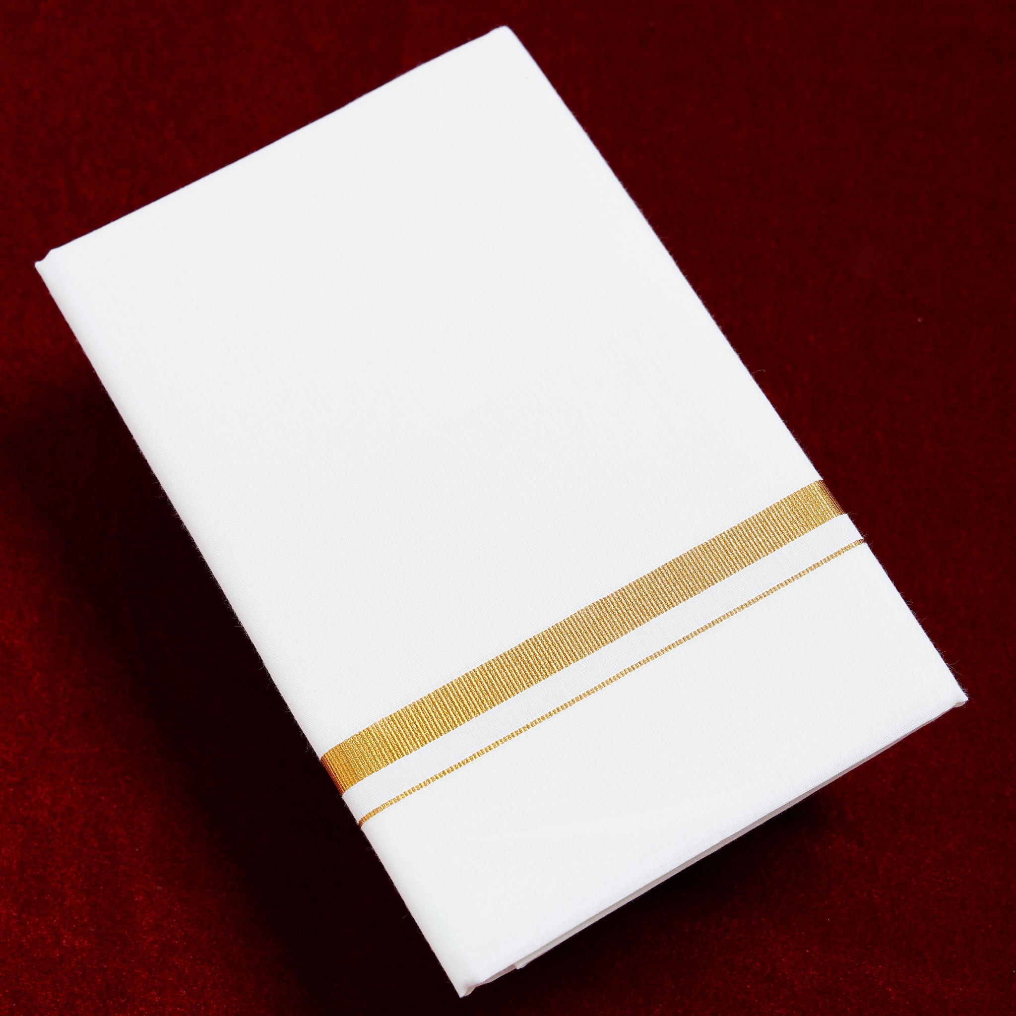 Ramraj Half White Cotton Dhoti With Gold Border