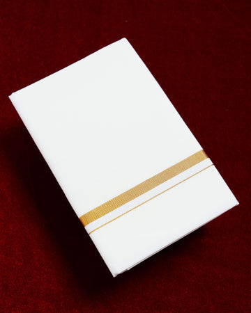 Ramraj Half White Cotton Dhoti With Gold Border