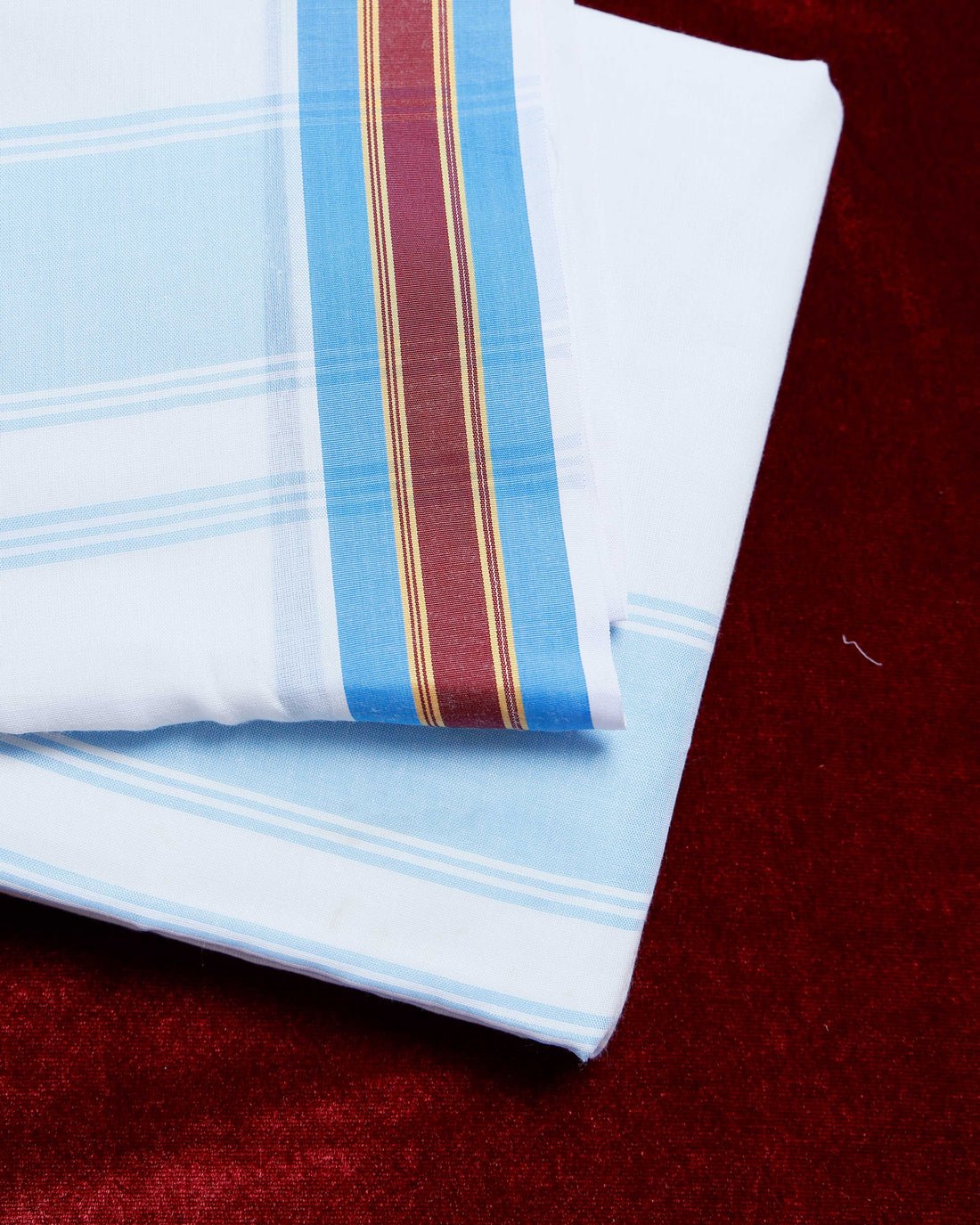 White Cotton Dhoti With Multi Colour Border