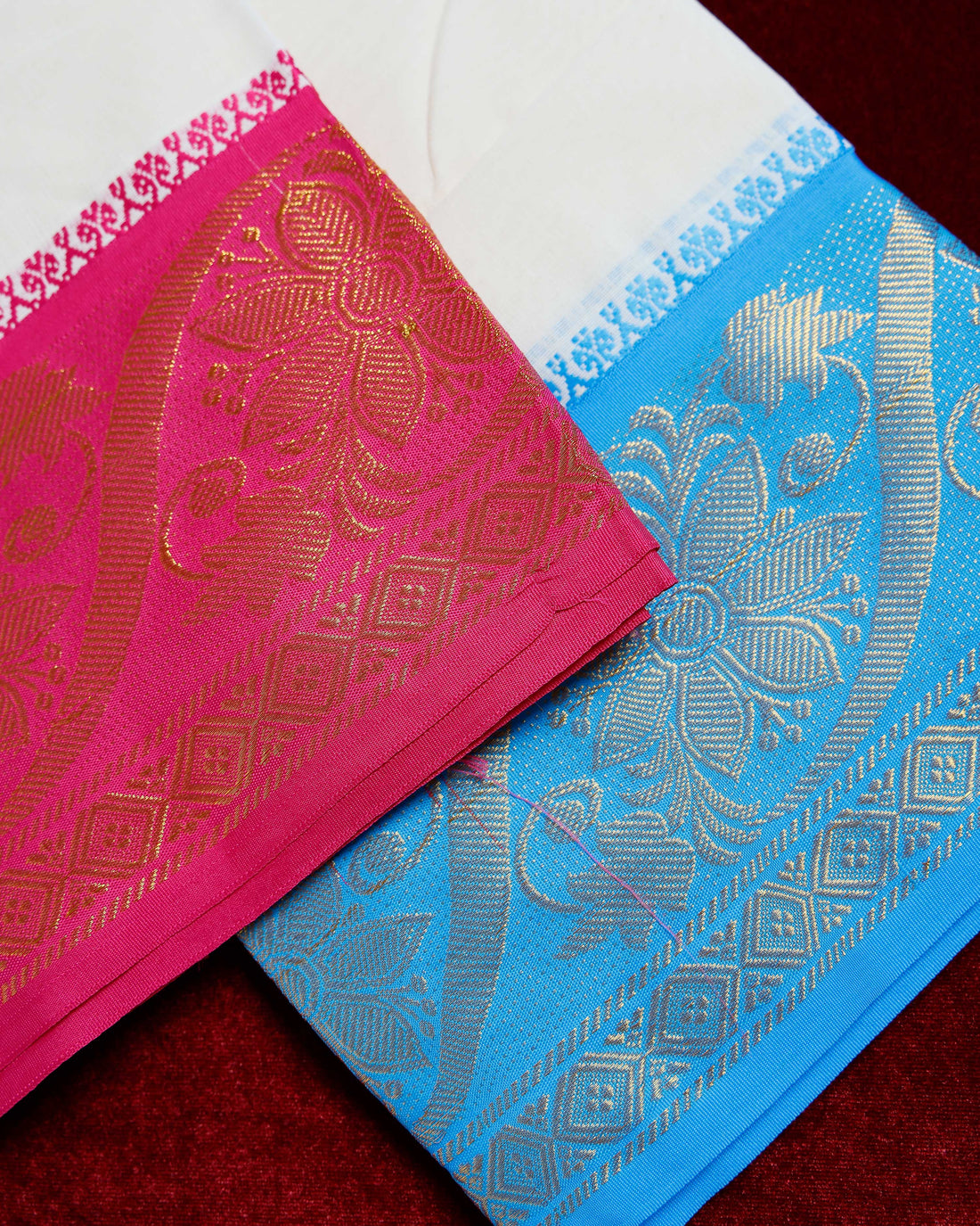 Half White Cotton Dhoti With Colour Multi Border