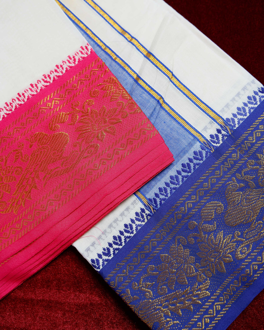 Half White Cotton Dhoti With Colour Multi Border