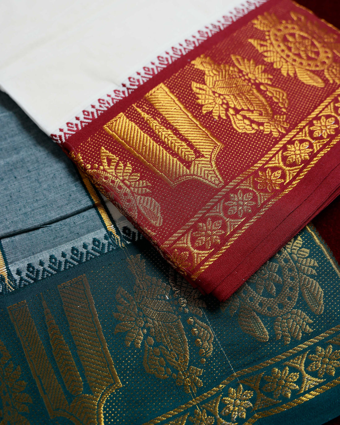 Half White Cotton Dhoti With Colour Multi Border