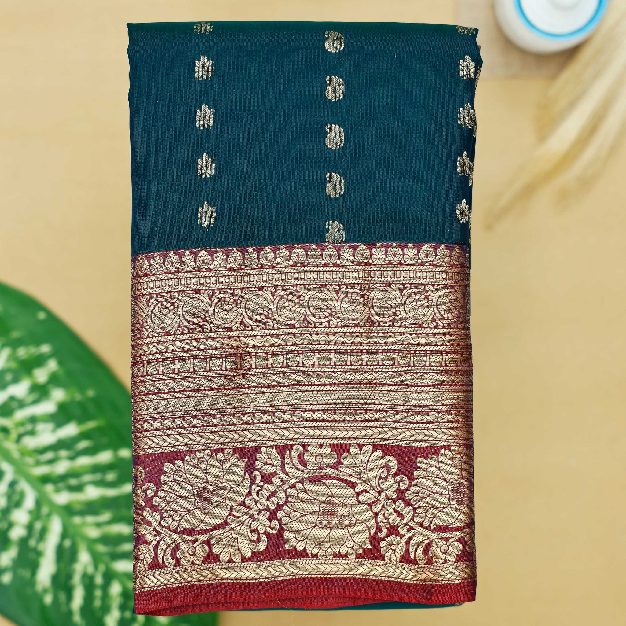 Dark Green Colour Traditional Silk Saree