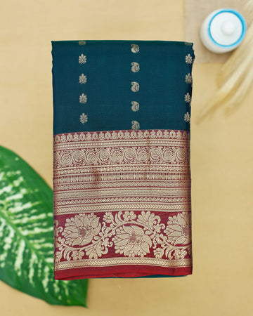 Dark Green Colour Traditional Silk Saree