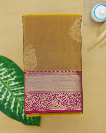 Golden Yellow Colour Traditional Silk Saree