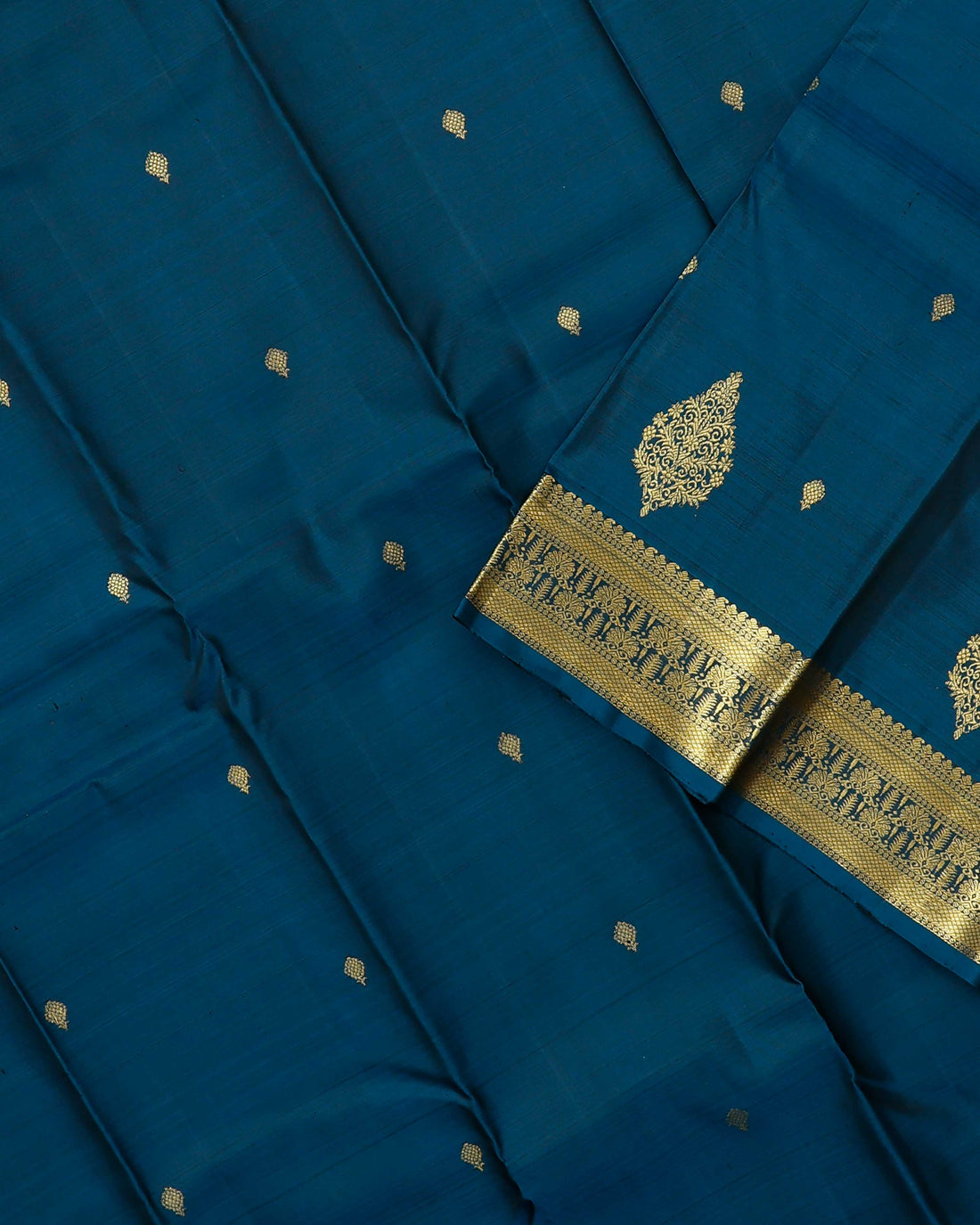 Niranjana Silk Saree with Exquisite Zari Border and Motif Embellishments - Teal