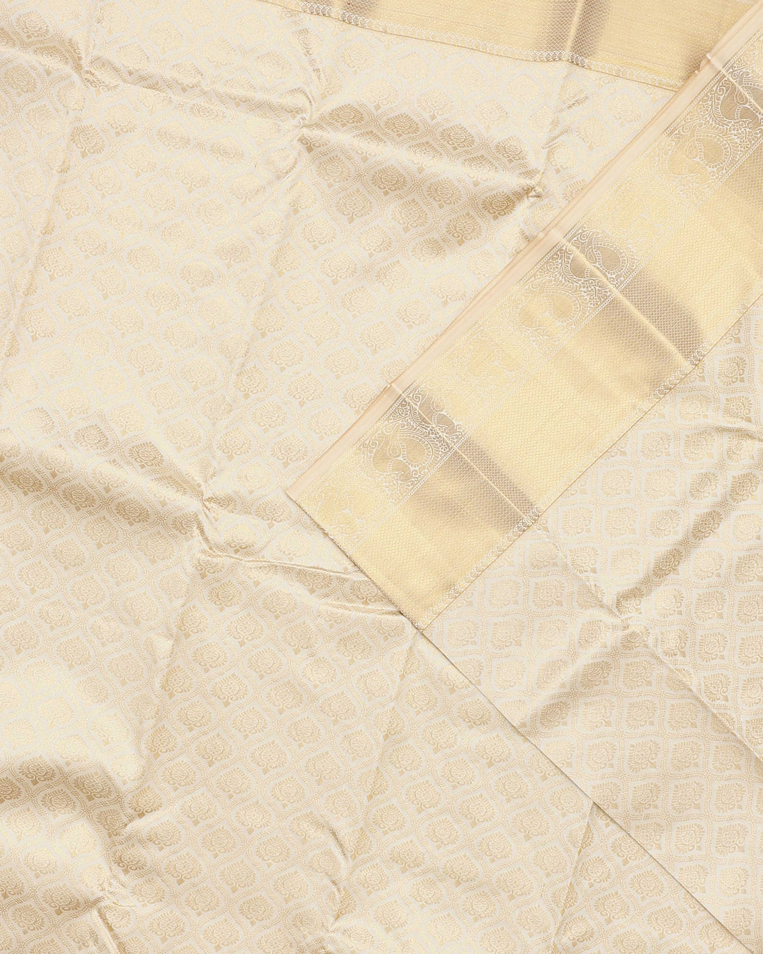Niranjana Silk Saree with Zari Woven Motifs & Rich Border - Cream