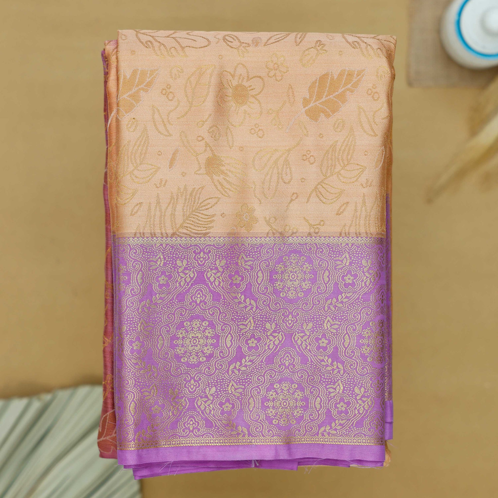 Niranjana Silk Saree with Intricate Zari Weaves & Traditional Motifs - Sandal