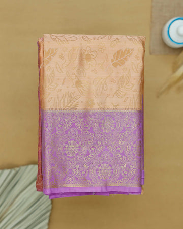 Niranjana Silk Saree with Intricate Zari Weaves & Traditional Motifs - Sandal