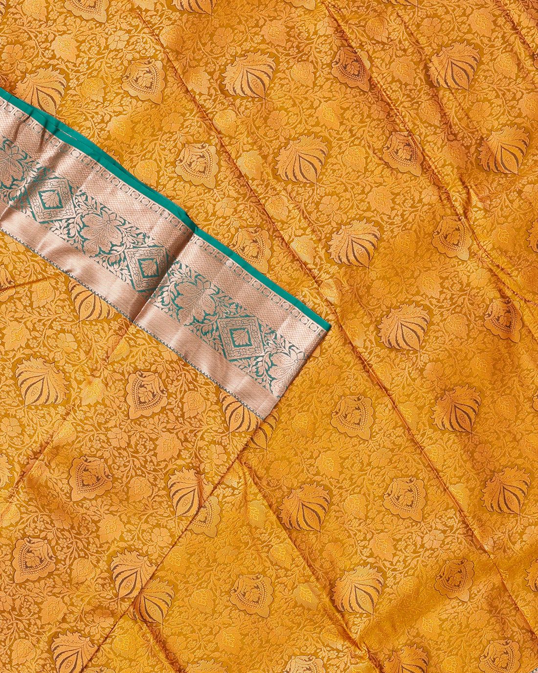 Niranjana Silk Saree with Intricate Zari Weaving and Contrast Border - Yellow