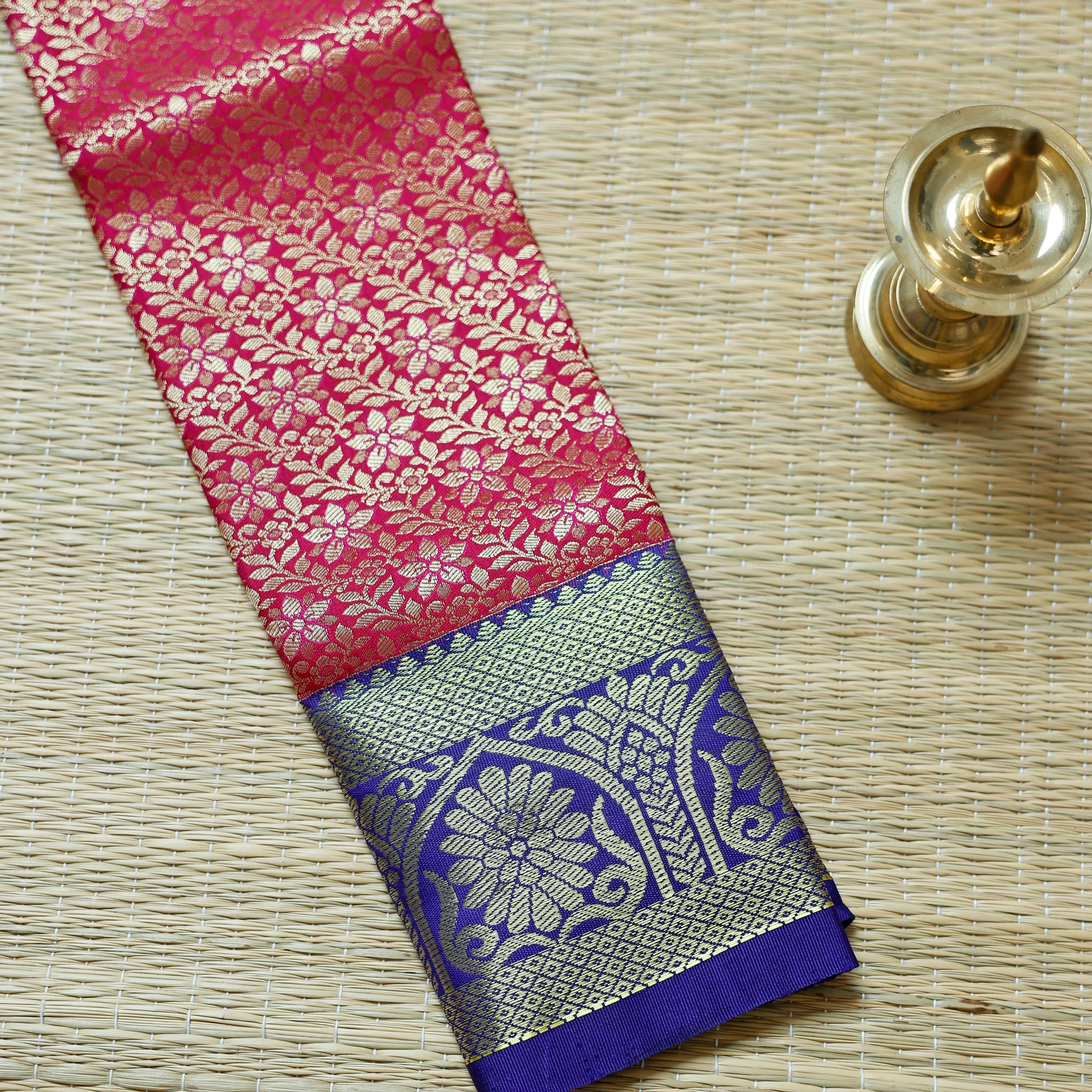 Dark Pink Colour Pattu Pavadai Material