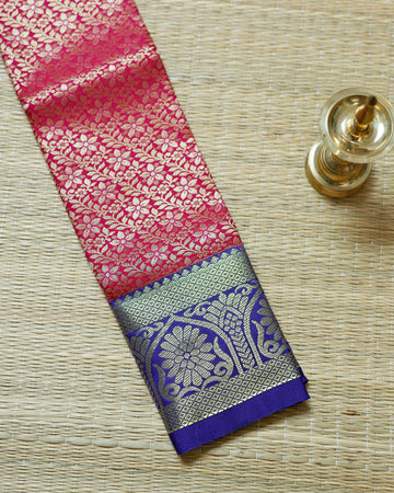 Dark Pink Colour Pattu Pavadai Material