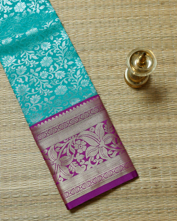 Sky Blue Colour Pattu Pavadai Material