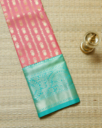 Pink Colour Pattu Pavadai Material