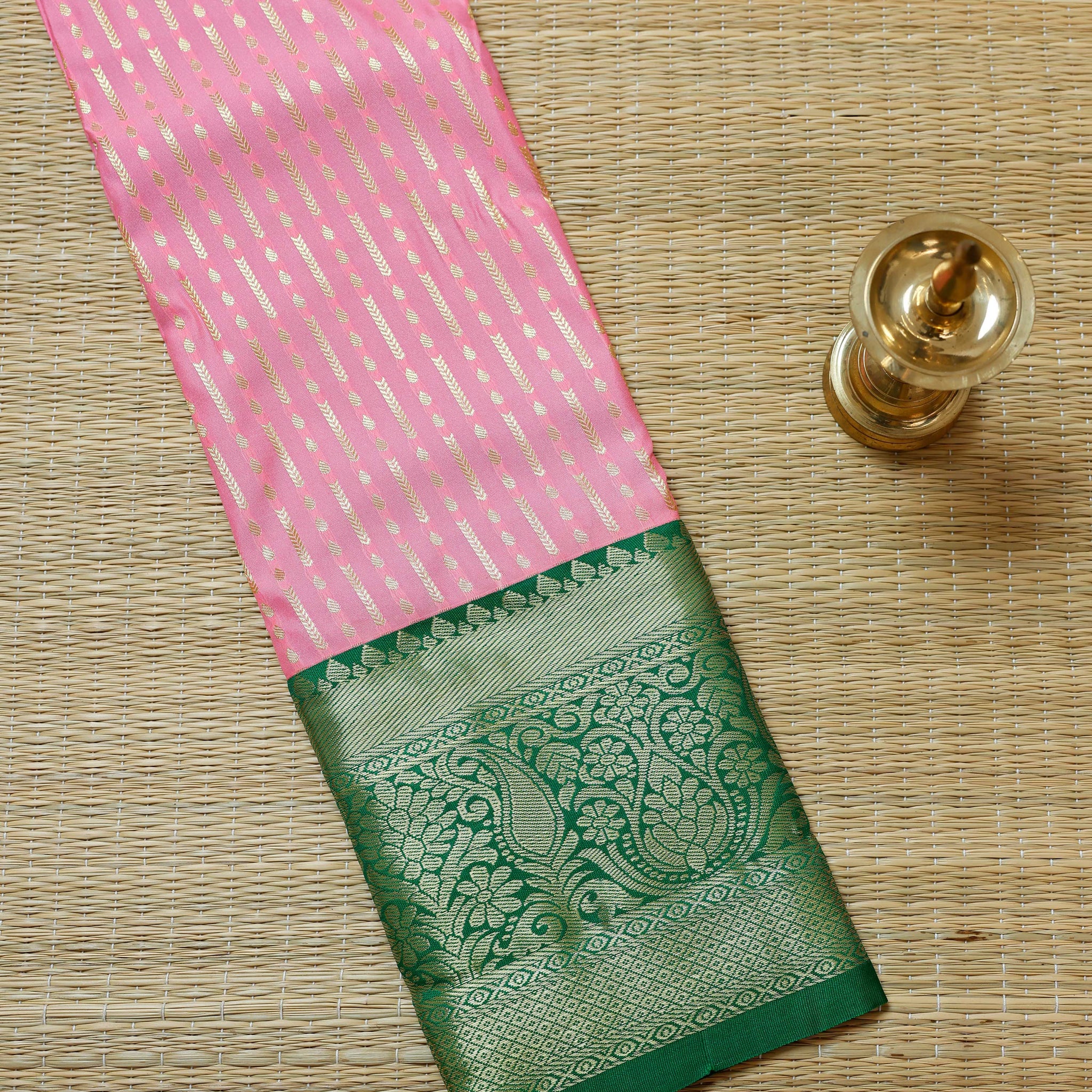 Pink Colour Pattu Pavadai Material