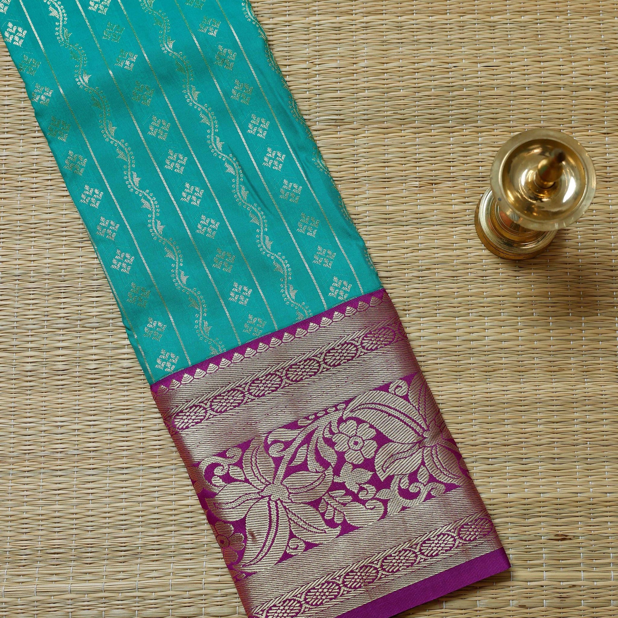 Green Colour Pattu Pavadai Material