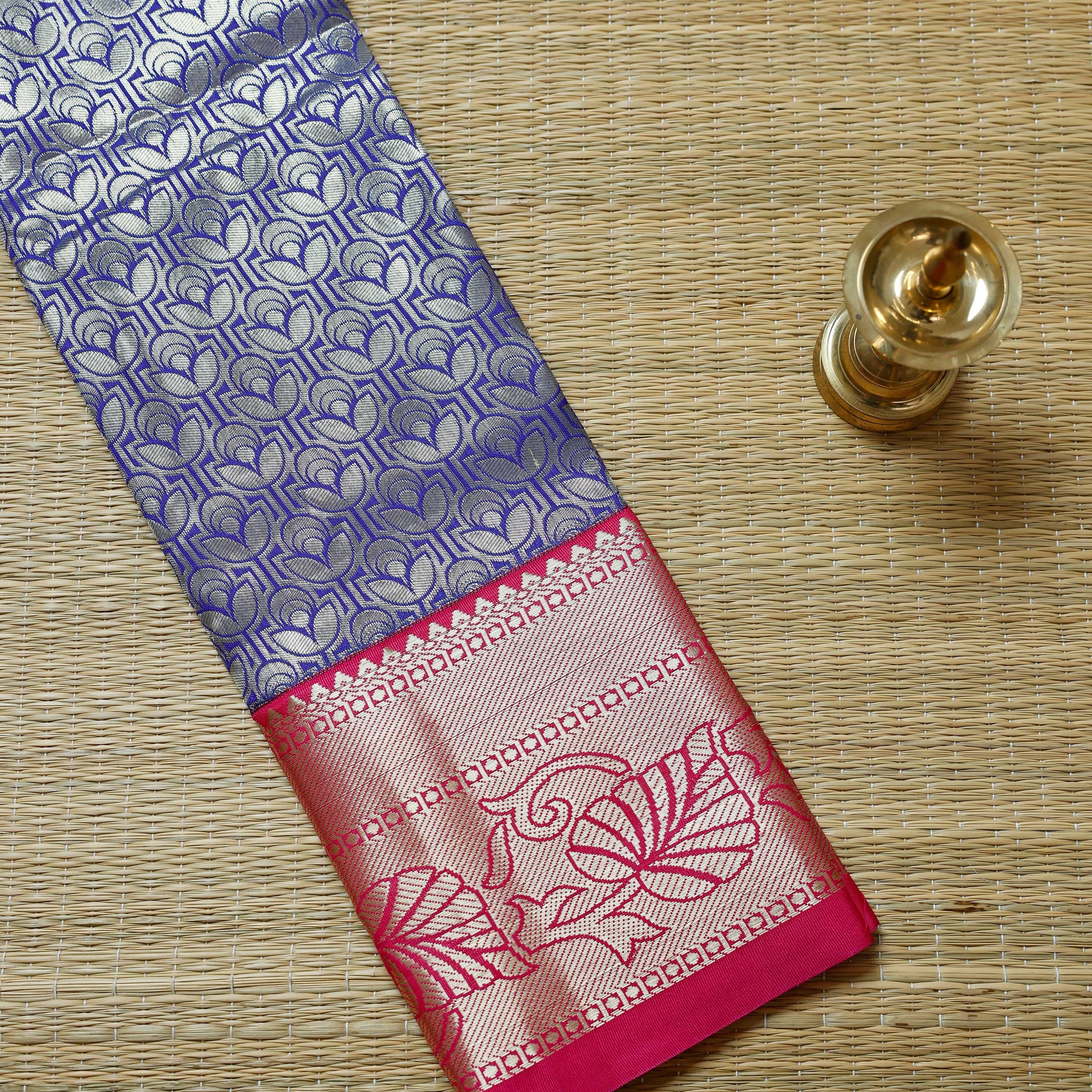 Blue Colour Pattu Pavadai Material