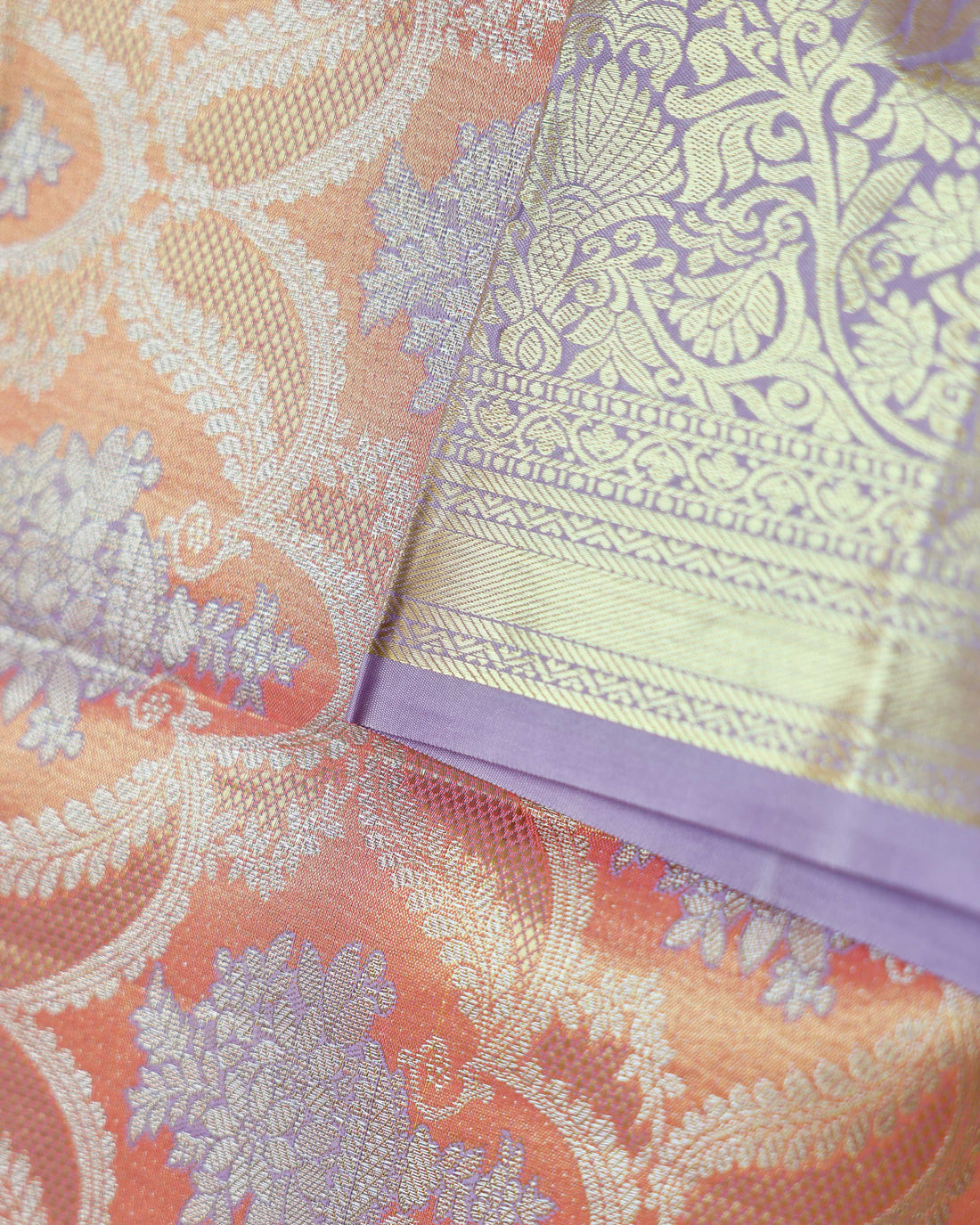Peach Colour Pattu Pavadai Material
