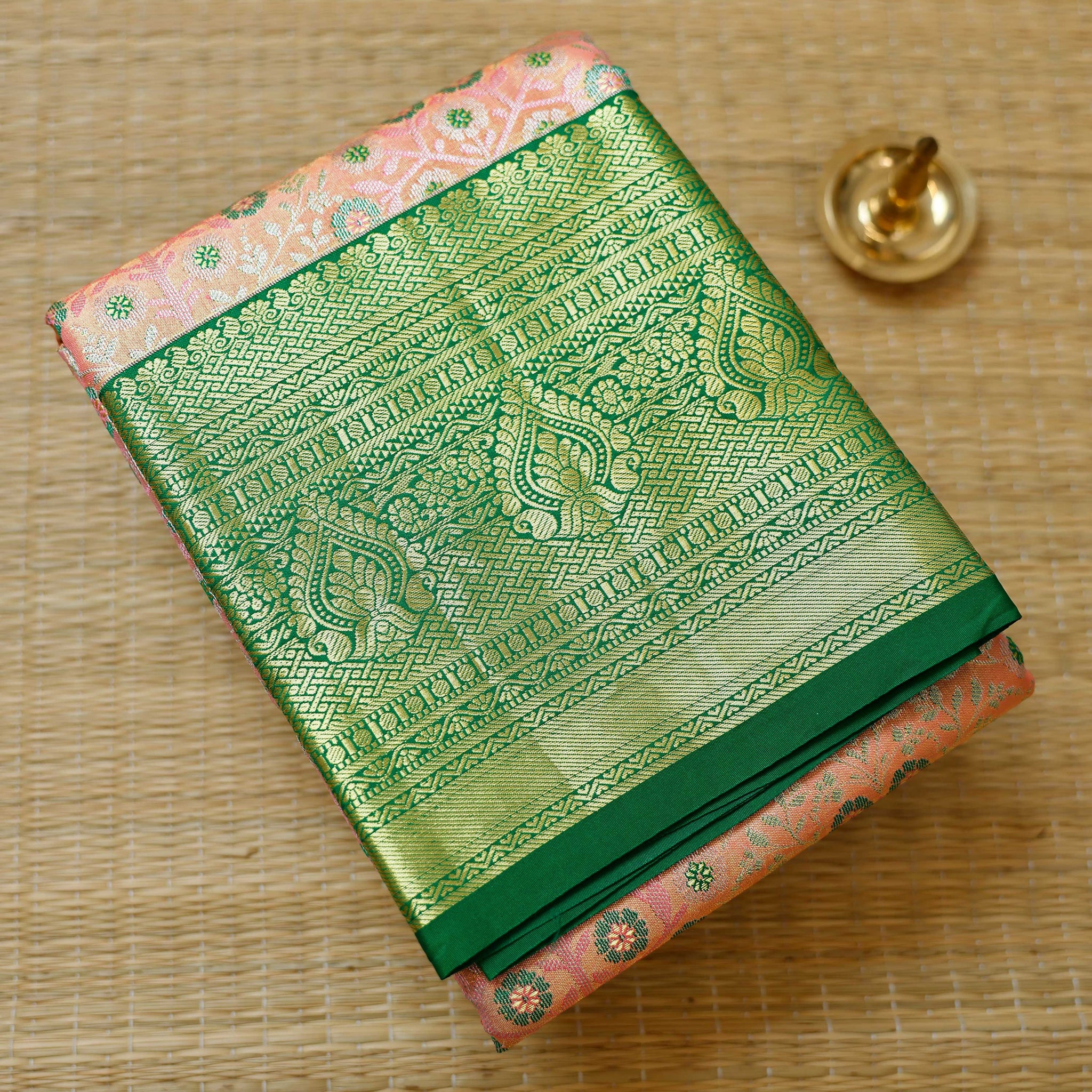 Peach Colour Pattu Pavadai Material