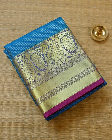 Blue Colour Pattu Pavadai Material