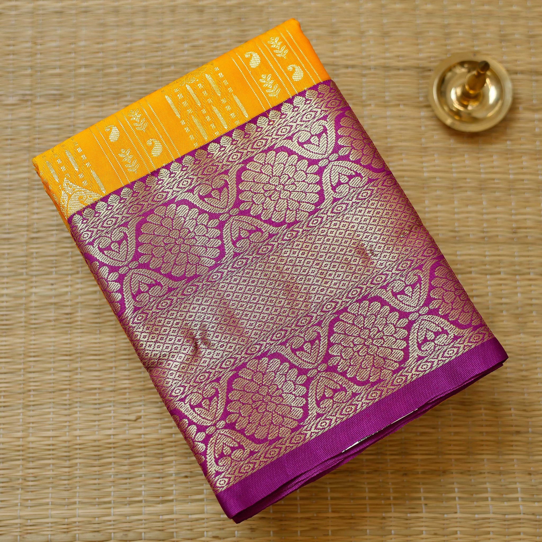 Yellow Colour Pattu Pavadai Material