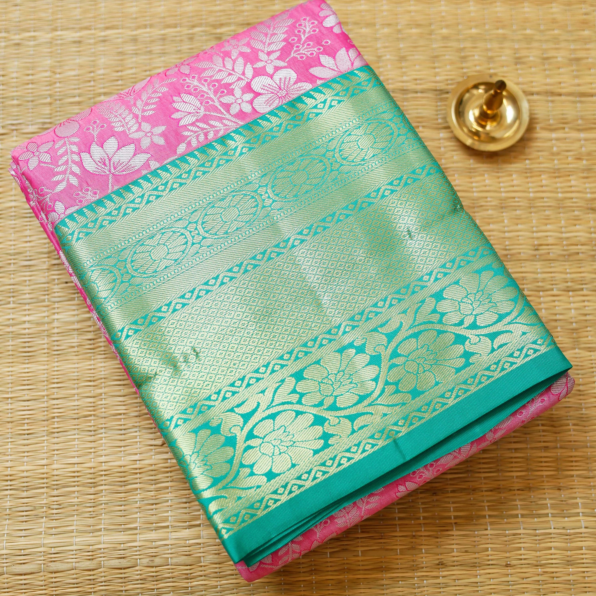 Pink Colour Pattu Pavadai Material