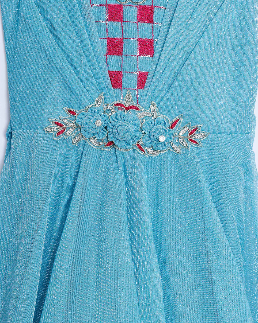 Sky Blue Embellished Sequel Work Frock