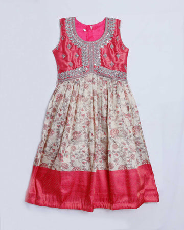 Pink Embroidered Kids Churidar & Salwar - Readymade