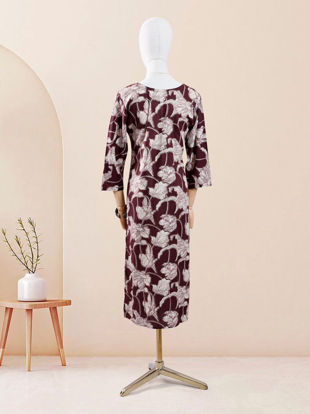 Designer Maroon Color Printed Women's Kurti
