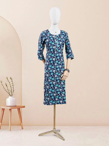Designer Dark Blue Color Printed Women's Kurti
