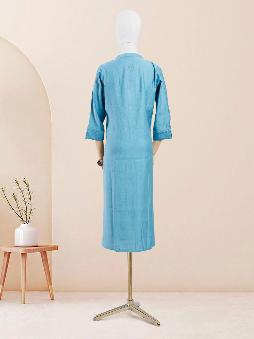 Designer Blue Color Stripes Pattern Women's Kurti