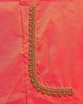 Elegant Embroidered Designer Blouse Material with Intricate Bead and Thread Work -Orange