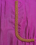 Elegant Embroidered Designer Blouse Material with Intricate Bead and Thread Work -Purple