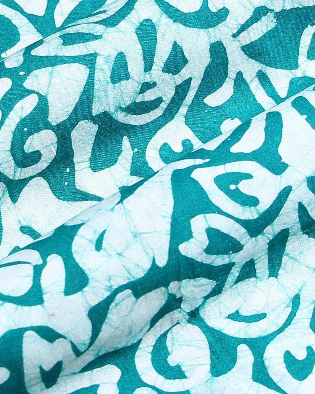 Traditional Abstract Batik Printed Cotton 1 Meter Blouse Material for Women - Teal