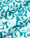 Traditional Abstract Batik Printed Cotton 1 Meter Blouse Material for Women - Teal