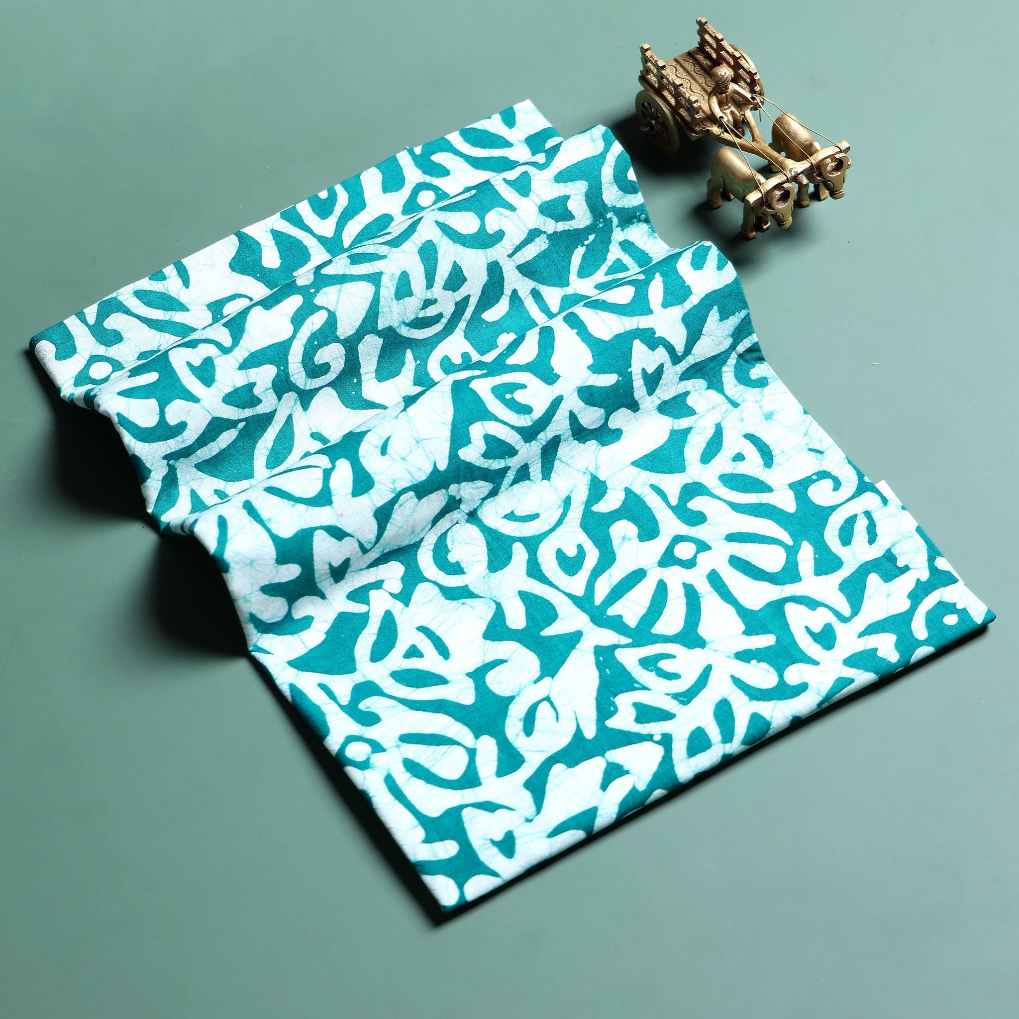 Traditional Abstract Batik Printed Cotton 1 Meter Blouse Material for Women - Teal