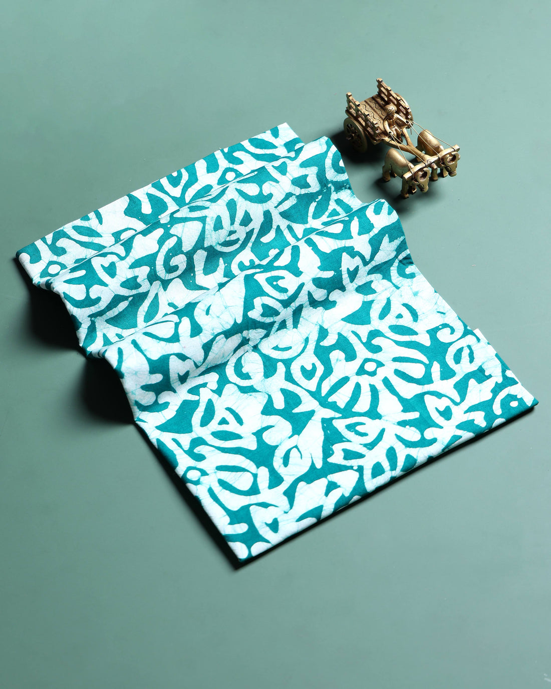 Traditional Abstract Batik Printed Cotton 1 Meter Blouse Material for Women - Teal