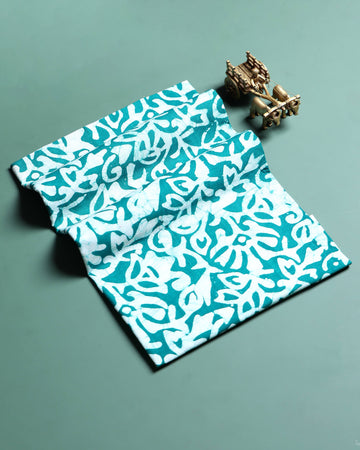Traditional Abstract Batik Printed Cotton 1 Meter Blouse Material for Women - Teal