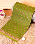 Traditional All-Over Floral Printed Voile Saree with Intricate Contrast Border - Green