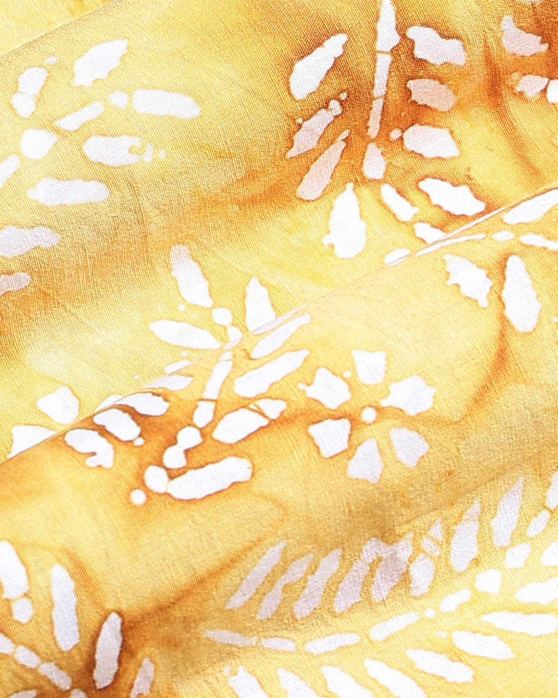 Traditional Batik Print Leaf Motif Women 1 Meter Unstitched Blouse Material - Yellow