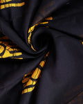 Traditional Batik Printed Mul Mul Cotton Saree with Traditional Motifs - Black-Close