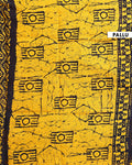 Traditional Batik Printed Mul Mul Cotton Saree with Traditional Motifs - Black-Pallu