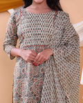 Traditional Block Print Design Women's Readymade Salwar Set with Elegant Patterns and Comfortable Fit - Multi-Close