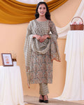 Traditional Block Print Design Women's Readymade Salwar Set with Elegant Patterns and Comfortable Fit - Multi