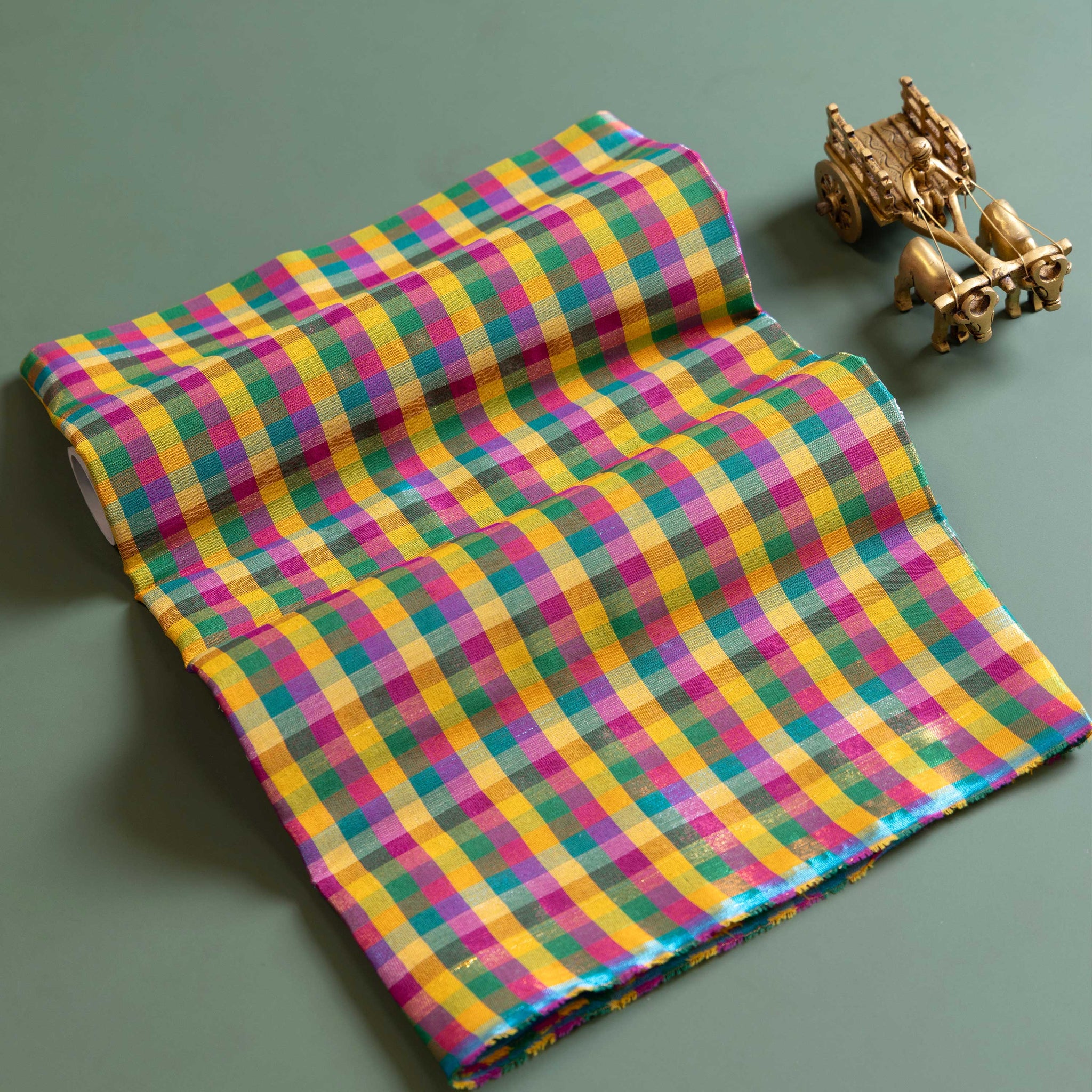 Women's Traditional Checked Blouse Material with Soft Finish - Multi 