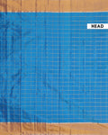 Traditional Checked Soft Silk Saree with Zari Woven Pallur - Blue-Head