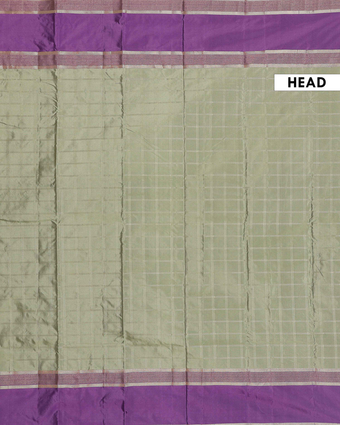 Traditional Checked Soft Silk Saree with Zari Woven Pallur - Olive Green
