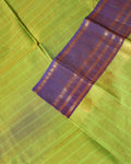 Traditional Chettinad Cotton Handloom Saree with Zari Border and Traditional Motifs -  Green-Close